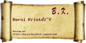 Bersi Kristóf névjegykártya
